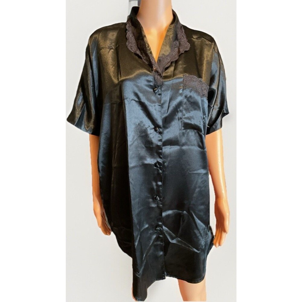 VINTAGE Nordstrom Robe Nightgown Black Silky Small Classy Chemise Lingerie Sleep